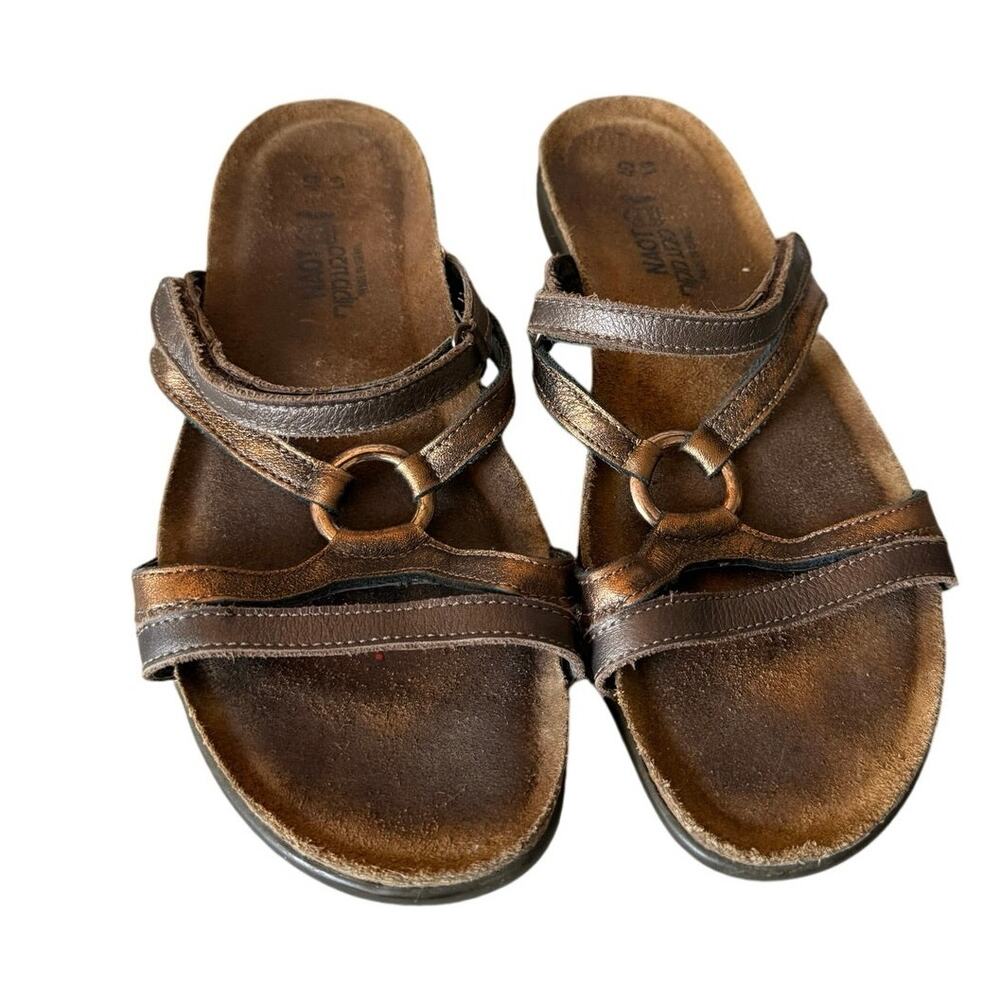 Naot Sz 9 Carmen Copper Sandals Brown Leather Comfort Summer Beach Boho GUC